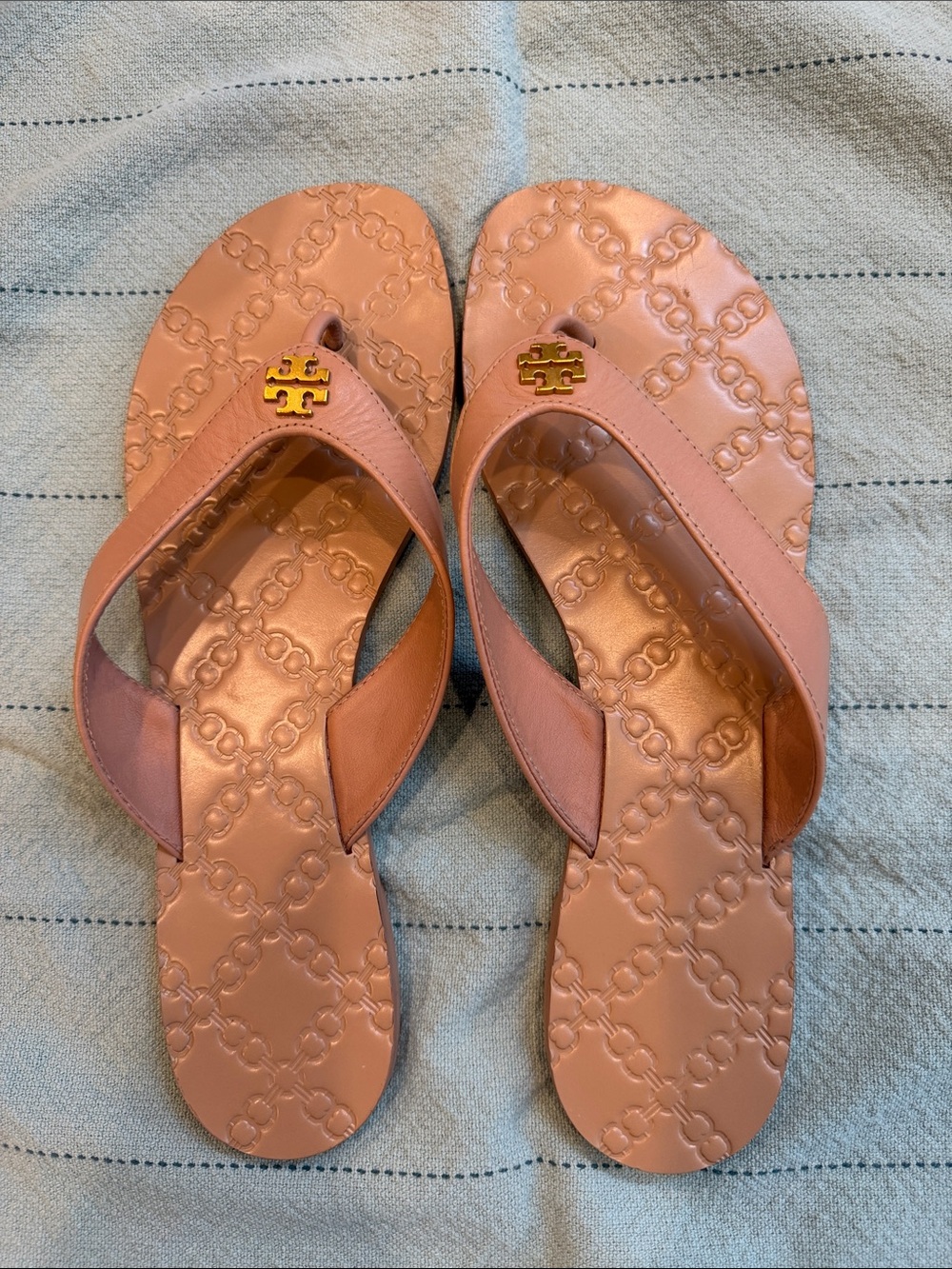 Tory Burch Pink Logo Thong Sandals